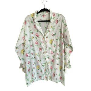Vintage Victorias Secret Floral Button-Up Cotton Nightshirt Large Y2K 1996 Top